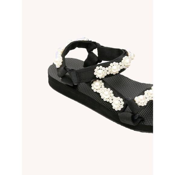 NEW ARIZONA LOVE women\'s trekky pearls sandal in black main image 0